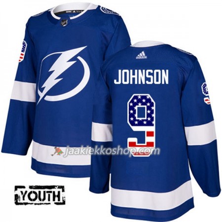 Lapsille NHL Tampa Bay Lightning Pelipaita Tyler Johnson 9 Adidas 2017-2018 Sininen USA Flag Fashion Authentic Lapsille NHL Tampa Bay Lightning Pelipaita Tyler Johnson 9 Adidas 2017-2018 Sininen USA Flag Fashion Authentic